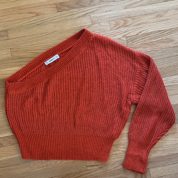 Zara Sweaters - Zara Women's Off-the-Shoulder Burnt Orange Sweater